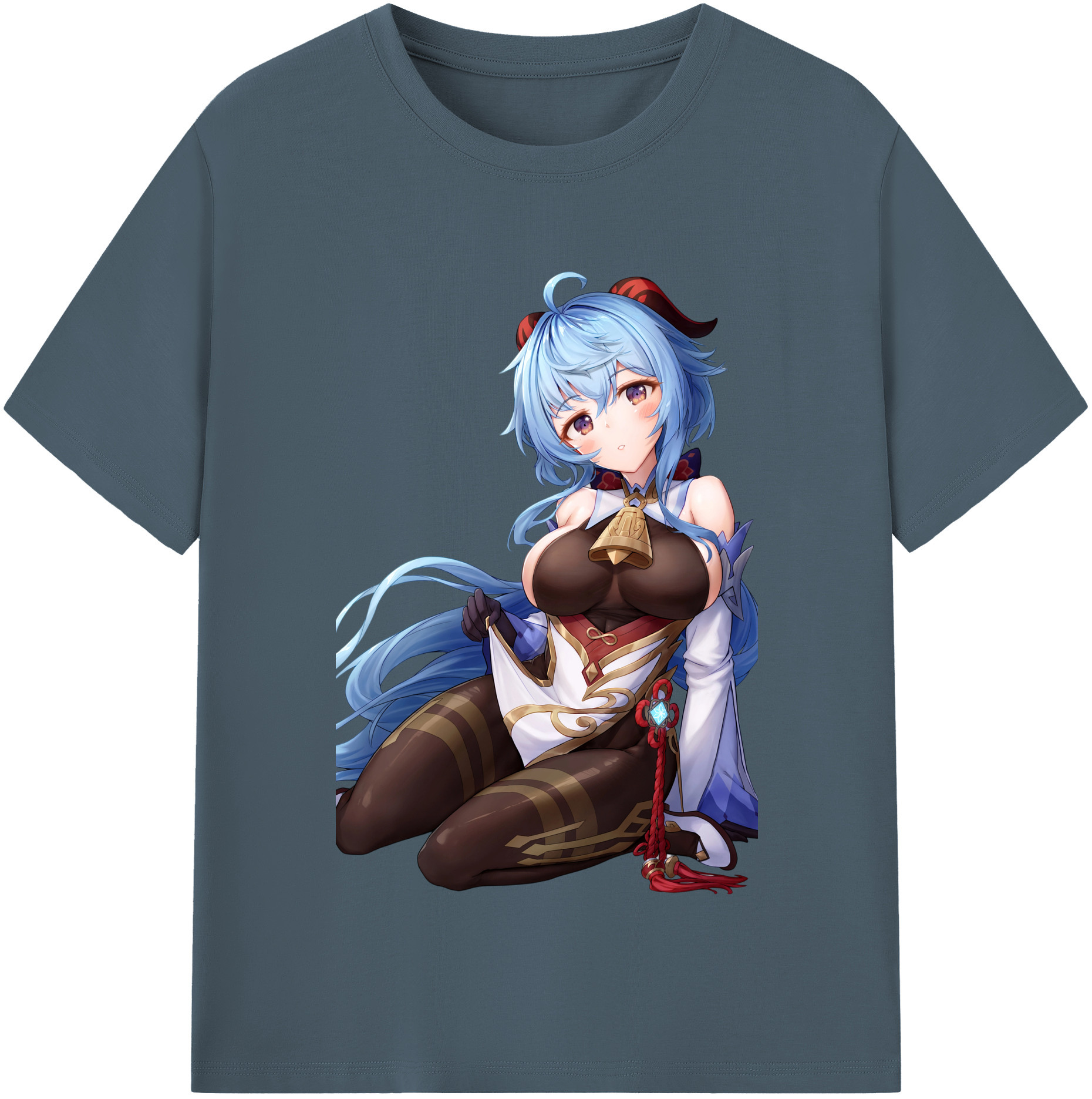 げんし神 甘雨 かんう genshin Ganyu 綿100％半袖Tシャツ（フロントプリント）
